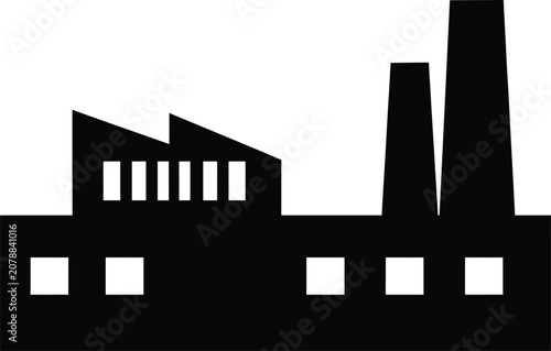 Vector silhouette of industrial factory building with smokestack modern silhouette vector