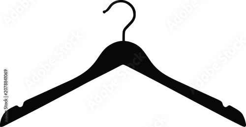 Vector silhouette of a black clothes hanger on white background