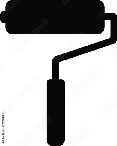 Vector paint roller silhouette black icon for home improvement decoration and diy projects