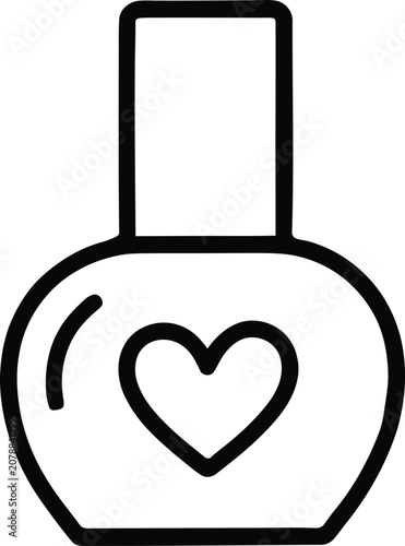 Vector perfume bottle silhouette with heart icon ideal for beauty cosmetics and valentine's day graphics