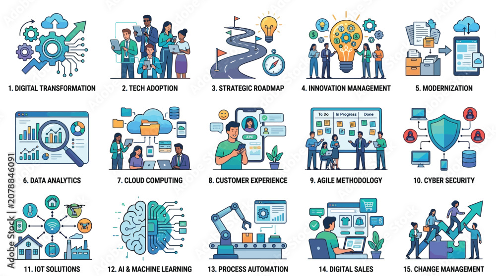 © Sakib - Modern business concepts infographic with colorful icons and people Vector, illustration © Sakib - Modern business concepts infographic with colorful icons and people Vector, illustration