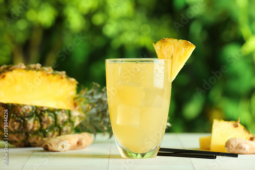 Glass of fresh pineapple ju...
