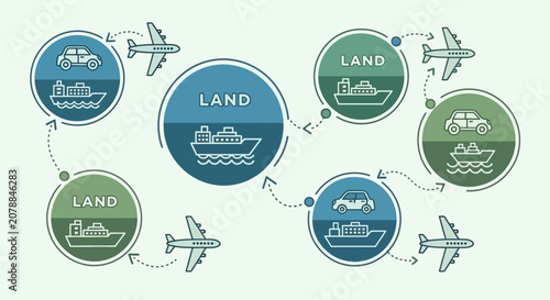 Quadro su tela Transport modes and land connections concept.