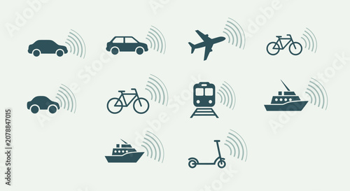 Quadro su tela Transportation modes with signal icons.