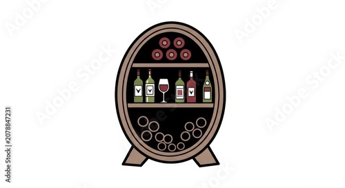 Wine bottles on wooden shelf storage.