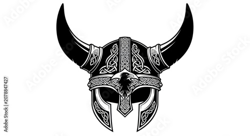 Картината върху платно Viking Helmet with Horns and Ornamentation.