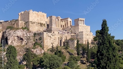 Athens tourists at the Acropolis Parthenon temples Greece