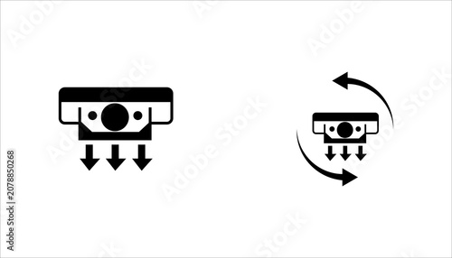 Schilderij op canvas Minimal black line icon of an ATM dispensing banknotes, representing cash withdrawal, banking services, finance, money transactions, payment systems, and financial technology