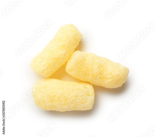 Tasty corn sticks on white ...