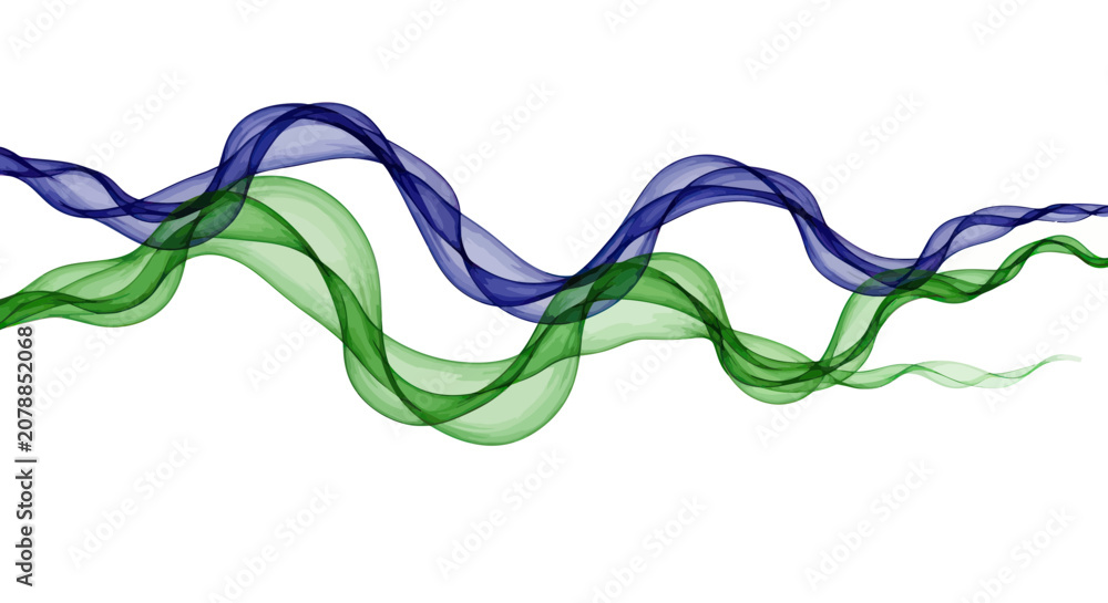 Εκτύπωση καμβά Wavy green and blue smoke lines.
