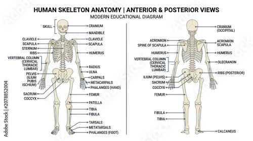 Foto Human Skeleton Anatomy Educational Diagram.
