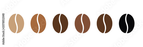 Konstfotografi Coffee Bean Set Isolated on Transparent Background for Café, Beverage, and Food