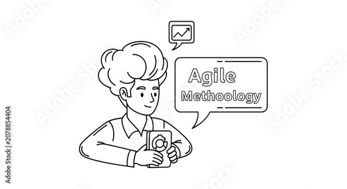 Businesswoman talking about agile methodology.
