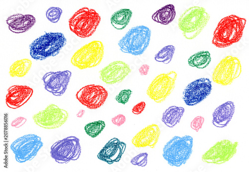 Colorful abstract crayon scribble pattern on white background