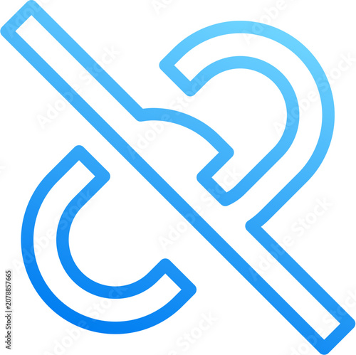 Картината върху платно Unlink broken chain icon with blue gradient stroke outline for unlink disconnect