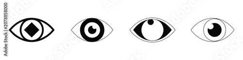 Tableau sur toile Eye Icon, Eye Vector Illustration with Editable Outline and Solid Styles for Vis