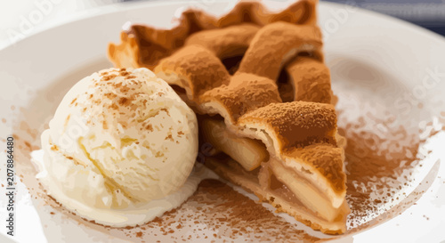 Cuadro en lienzo A slice of waffle pie with ice cream.