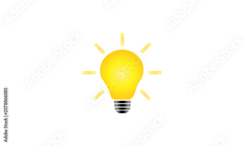 Glowing yellow light bulb icon isolated on a transparent background vector illustration