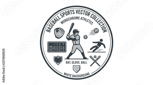 Baseball Sports Vector Collection Vintage Style.