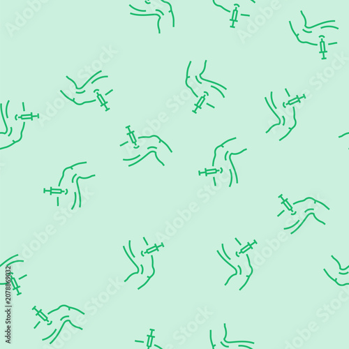 Schilderij op canvas person injecting steroid thigh vector line seamless pattern person injecting ste