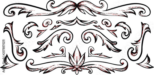 classic old Victorian royal style vintage design ornaments. Editable vector set