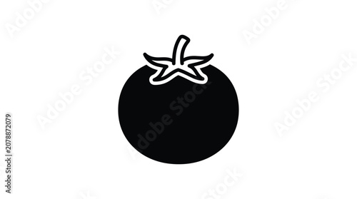 Εκτύπωση καμβά Tomato Silhouette With Calyx Black And White Graphic