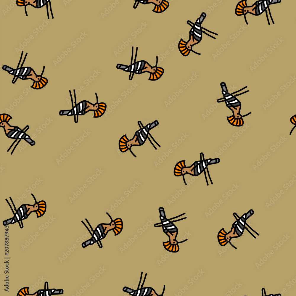 Fototapeta premium hoopoe bird exotic vector seamless pattern hoopoe bird exotic sign illustration