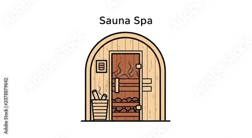 Sauna Spa Interior Illustration.