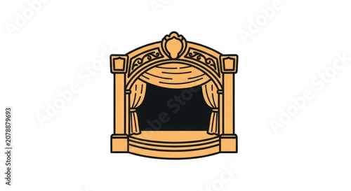 Theater stage with golden decorations.