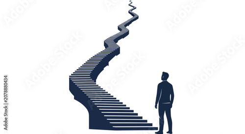 Foto Businessman standing before a winding staircase to success