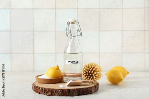 Vinegar with baking soda, l...