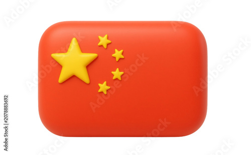 Stylized 3D China flag icon vector illustration Chinese national symbol, country emblem, patriotic graphic, international relations, travel, tourism, global business, economy, culture, politics,