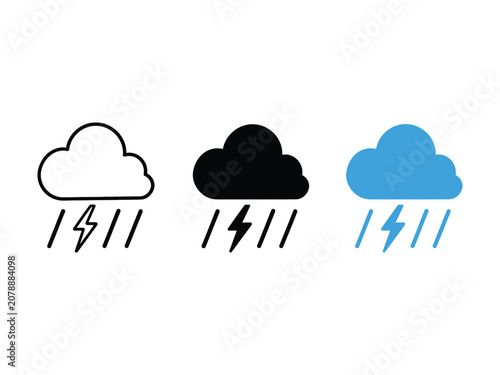 Bild auf Leinwand Cloud with rain and lightning icon