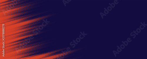 Abstract speed lines style orange color halftone banner design template. Vector illustration.