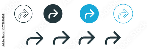 Photos Return Icon with Redo Arrow, Turn Right Symbols and Direction Navigation Signs