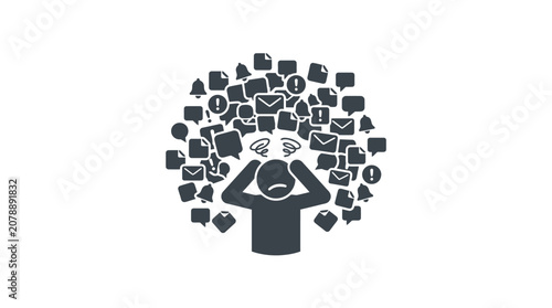 Cuadro en lienzo Stressed person overwhelmed by digital information overload
