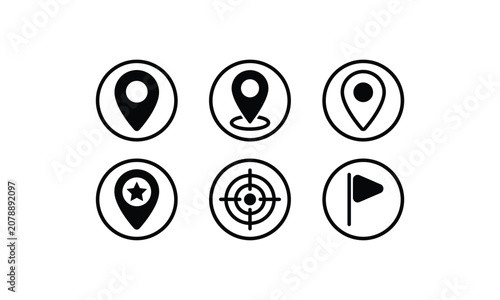 Location pin map vector set isolated on transparent background.