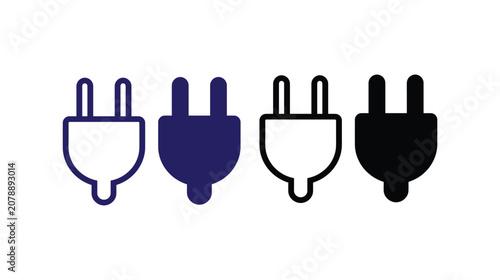 Plug icon outline sustainable energy design with green leaves
