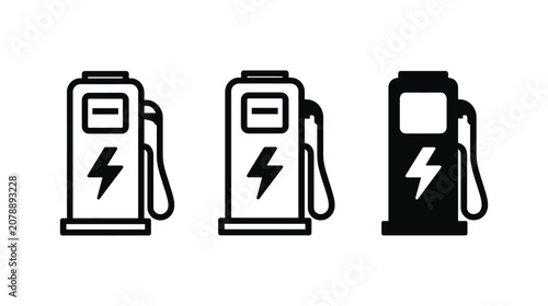 Charger icon set electric vehicle station graphic collection