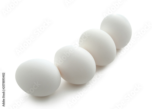White chicken eggs isolated...