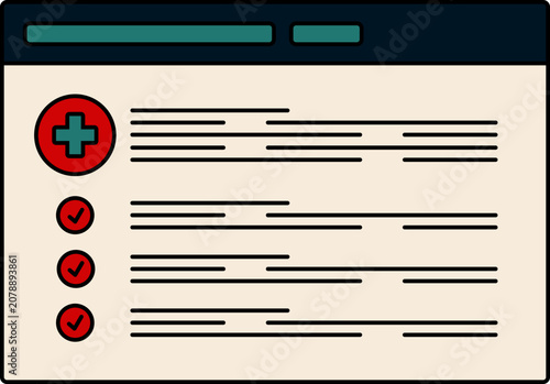 Medical form with checklist, healthcare document
