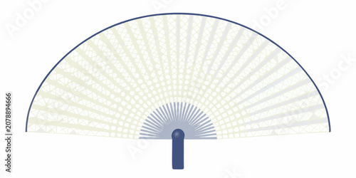 Traditional folding fan flat vector illustration with a white background