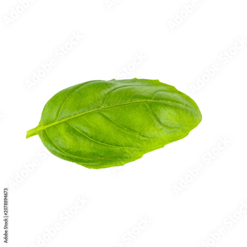 Foto Single basil leaf isolated on white background
