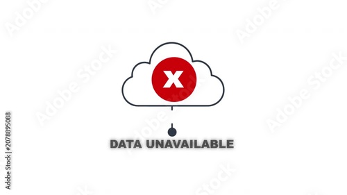 System Error Data Unavailable Cloud Icon Motion Graphics - Cloud computing error with red cross Animation 4K