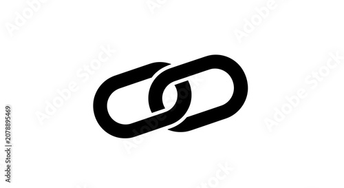 Tableau sur toile Interlocking Chain Links Silhouette Against White Background