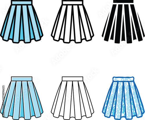 Canvas Print box pleat skirt color icon vector