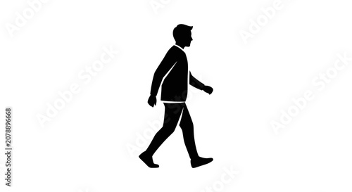 Walking man in a suit black silhouette