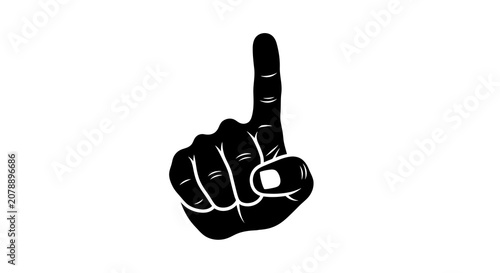 Pointing hand gesture in black silhouette finger