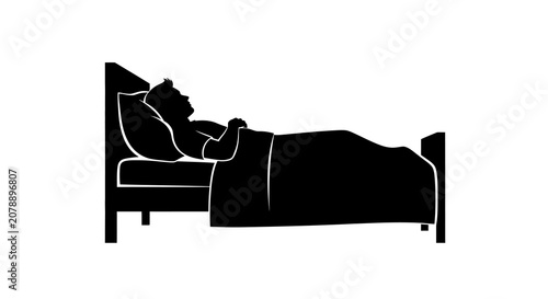 Person sleeping in bed black silhouette rest