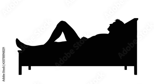 Person reclining on sofa black silhouette human